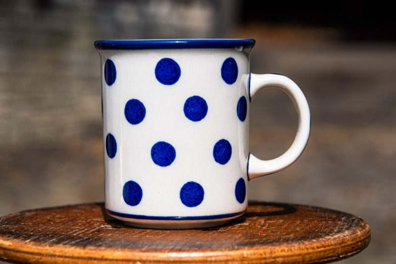 Polish pottery Blue Spots Tea Mug by Ceramika Artystyczna