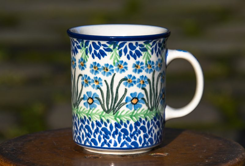 Polish Pottery Tea Mug in Forget Me Not by Ceramika Artystyczna