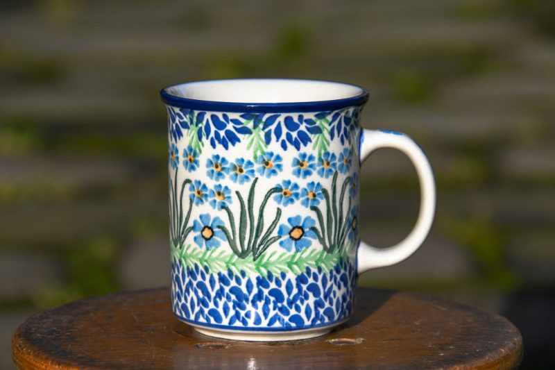 Polish Pottery Forget Me Not Tea Mug by Ceramika Artystyczna