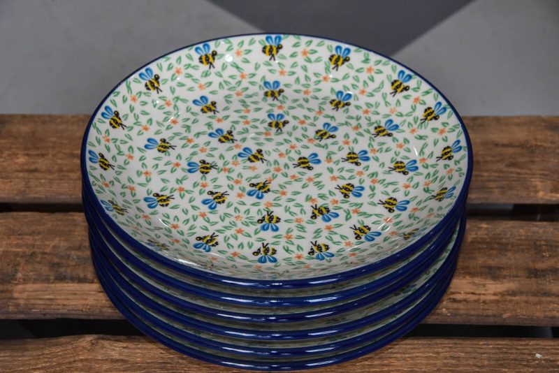 Polish Pottery Bee Dinner Plates set of Six by Ceramika Artystyczna.
