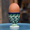 Polish Pottery Green Daisy Egg Cup by Ceramika Artystyczna