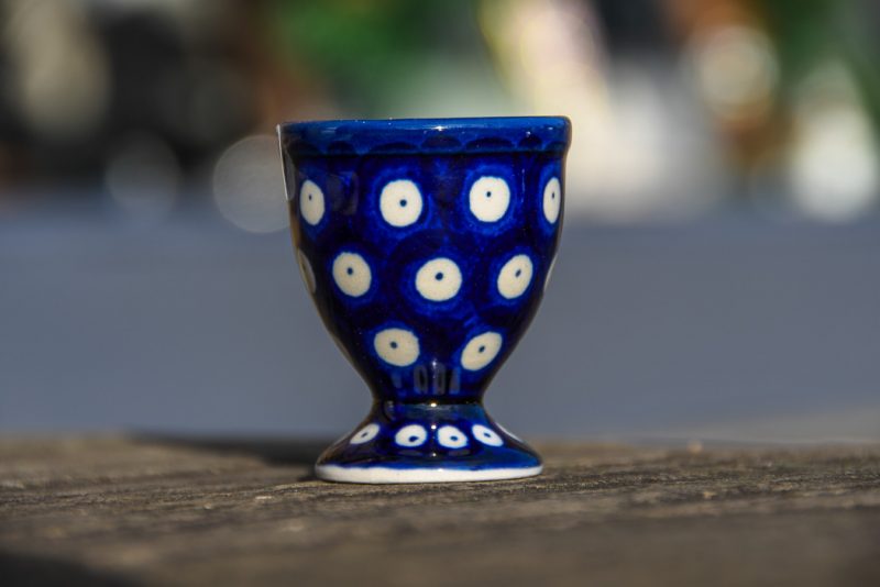 Polish Pottery Polkadot Blue Egg Cup by Ceramika Artystyczna