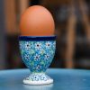 Polish pottery Turquoise Daisy Egg Cup by Ceramika Artystyczna