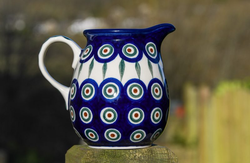 Polish Pottery Peacock Leaf Pattern Small Jug