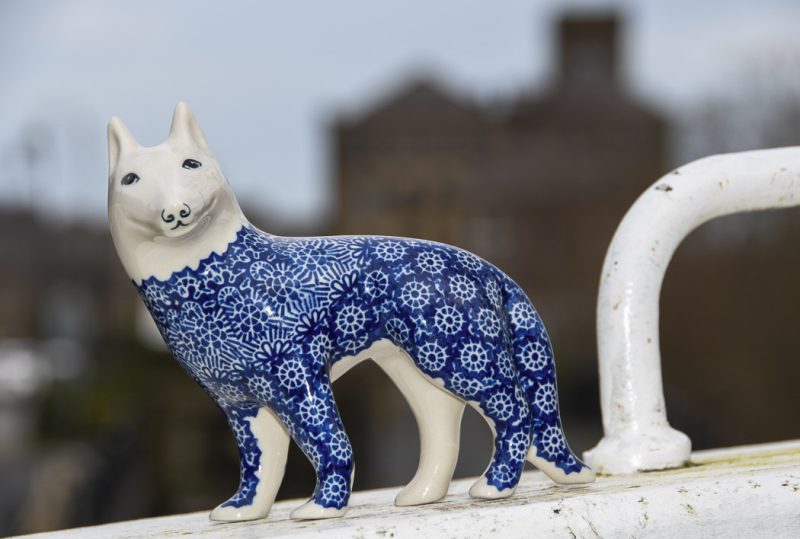 Polish Pottery Pinwheel Blue Dog ornament by Ceramika Artystyczna