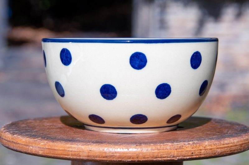 Polish Pottery Blue Spots pattern Cereal Bowl by Ceramika Artystyczna