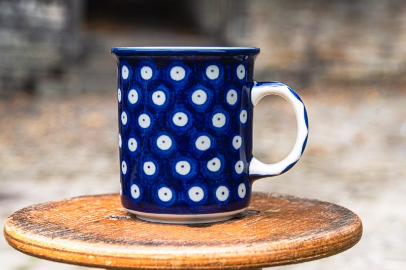 Polish Pottery Polkadot Blue Tea Mug by Ceramika Artystyczna