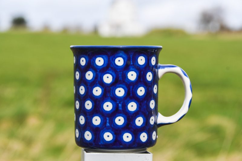 Polish Pottery Polkadot Blue Tea Mug by Ceramika Artystyczna