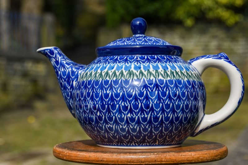 Polish Pottery Blue Tulip Teapot for Four by Ceramika Artystyczna