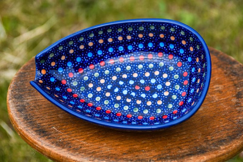 Polish Pottery Unikat Neon Pattern Spoon rest by Ceramika Manufaktura.