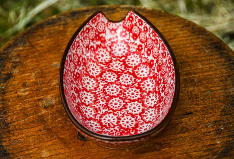 Polish Pottery Red Pinwheel Spoon Rest for the kitchen by Ceramika Artstyczna.