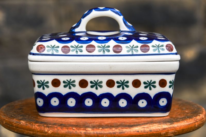 Polish Pottery Fern Spot pattern Butter Box by Ceramika Artystyczna