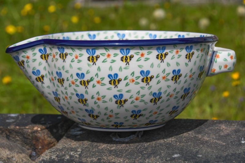 Polish Pottery Large mixing Bowl Bee Pattern by Ceramika Artystyczna