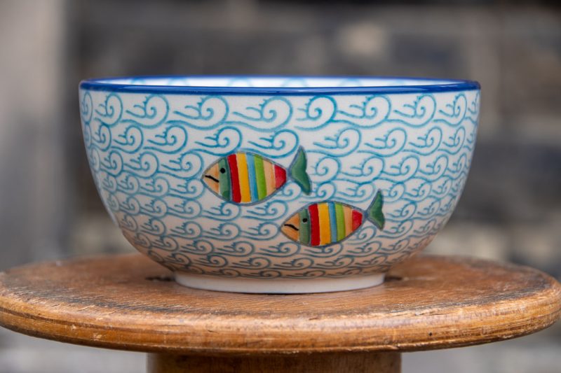 Polish Pottery Fish in the Sea Cereal Bowl by Ceramika Artystyczna