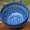 Polish Pottery Blue Tulip pattern medium size bowl by Ceramika Artystyczna.