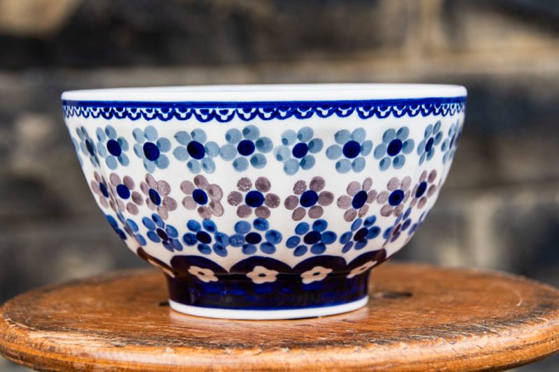 Polish pottery Dotty Flowers Cereal Bowl by Ceramika Manufaktura