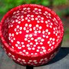 White Flowers on Red Cereal Bowl by Ceramika Manufaktura