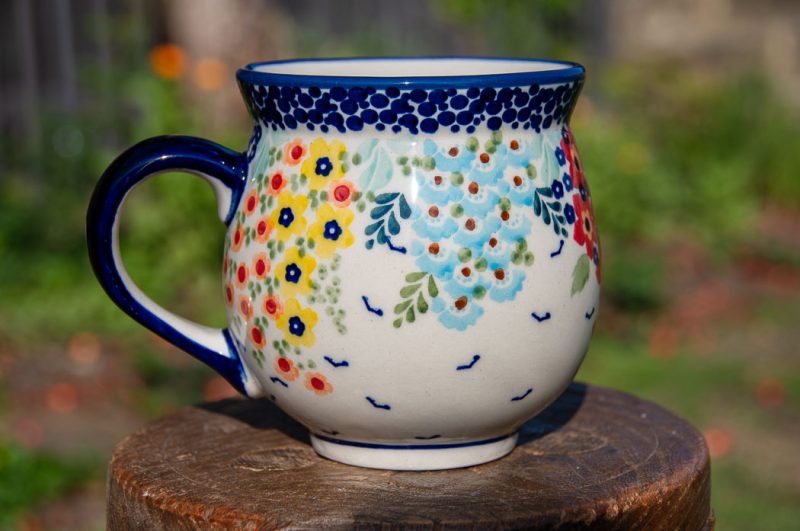 Polish Pottery Large Mug Flower Garden pattern by Ceramika Manufaktura.