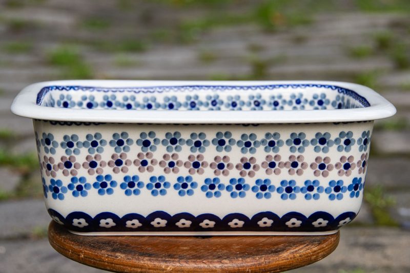 Polish Pottery Dotty Flowers pattern Loaf Tin by Ceramika Manufaktura Boleslawiec