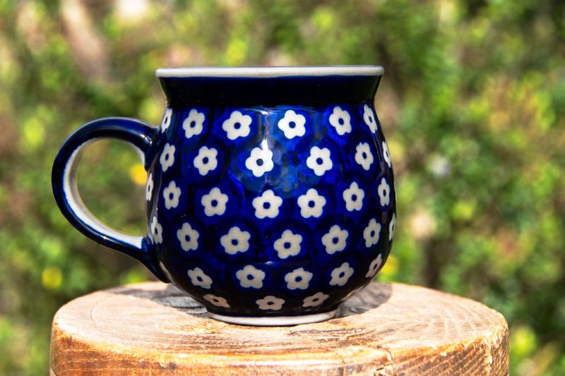 Boleslawiec Medium Size Mug Spotty Flowers pattern by Ceramika Manufaktura