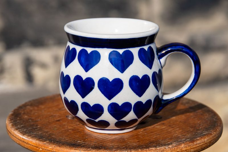 Polish Pottery Large Hearts pattern Mug by Ceramika Manufaktura