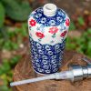Polish pottery Liquid Soap Dispenser Red Flowers pattern.