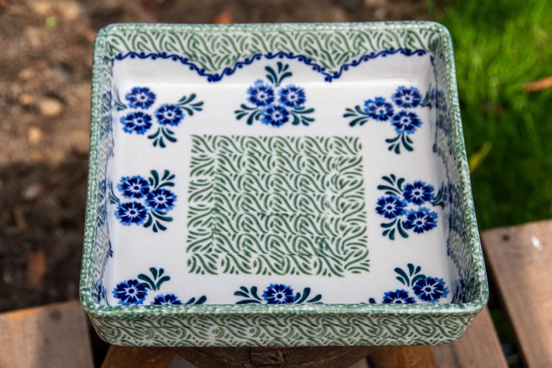 Floral Arch Square Shape Shallow Oven Dish Unikat pattern by Ceramika Manufaktura.