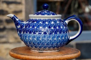 Polish Pottery Blue Beans Teapot for 2 by Ceramika Manufaktura