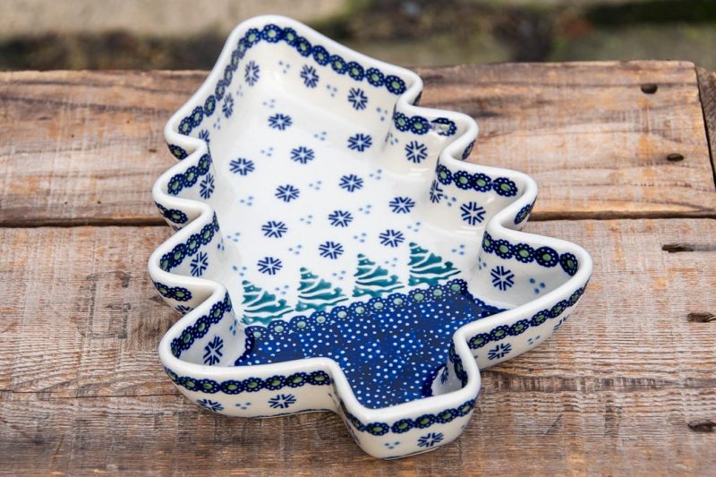 Polish pottery Tree Shaped Christmas Dish by Ceramika Manufaktura.