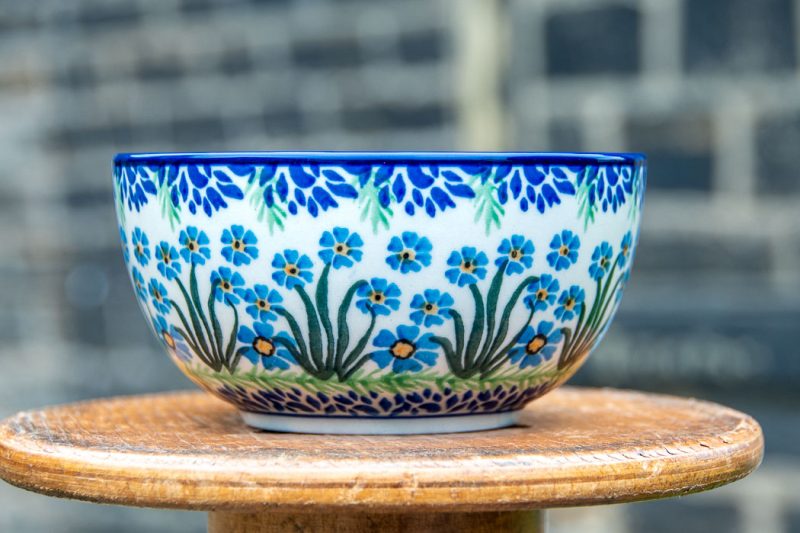 Polish pottery Cereal Bowl Forget Me Not pattern by Ceramika Artystyczna