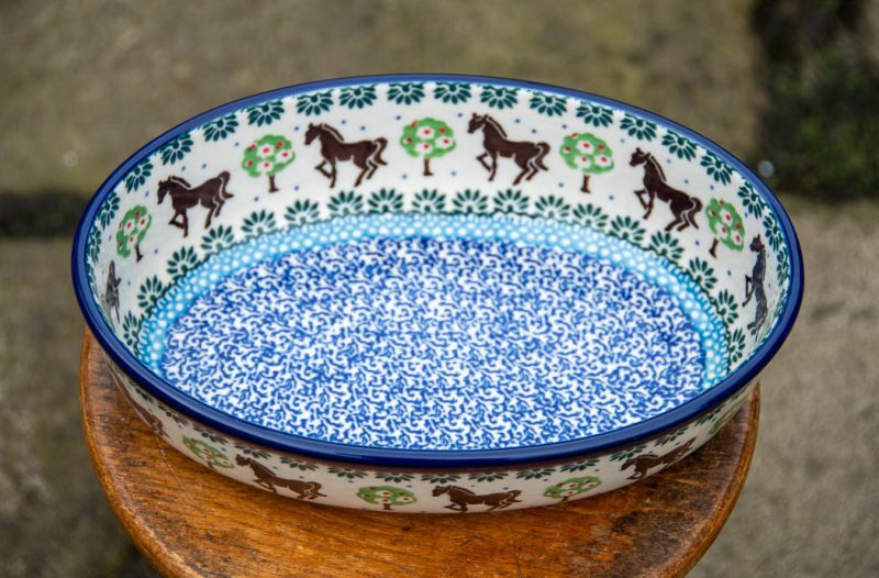 Polish Pottery Horse pattern Oval Oven Dish by Ceramika Artystyczna