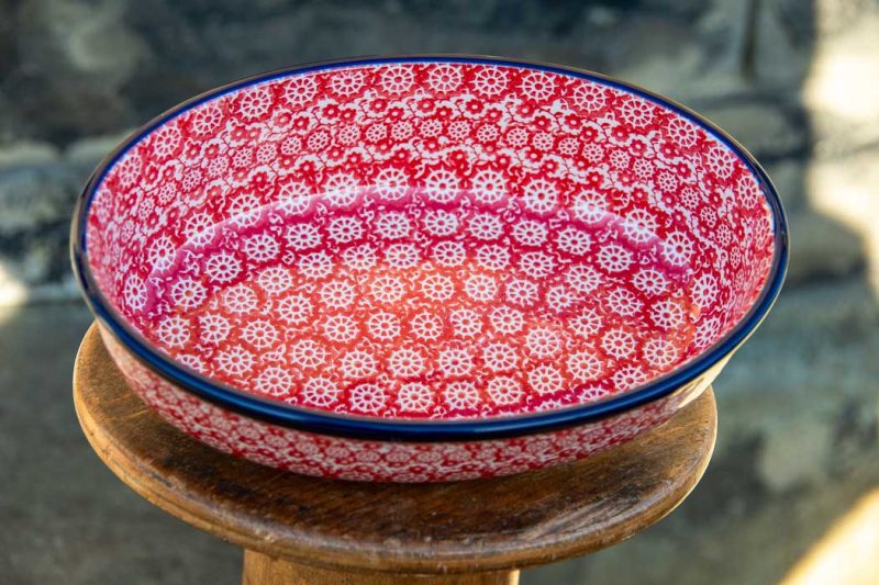 Polish Pottery Redc Pinwheel Oval oven Dish by Ceramika Artystyczna