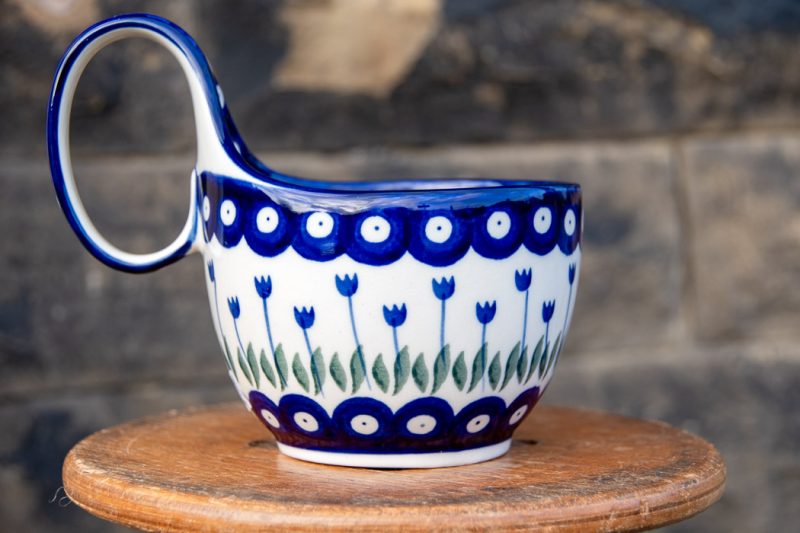 Polish Pottery soup Mug Tulip Spot pattern by Ceramika Artystyczna