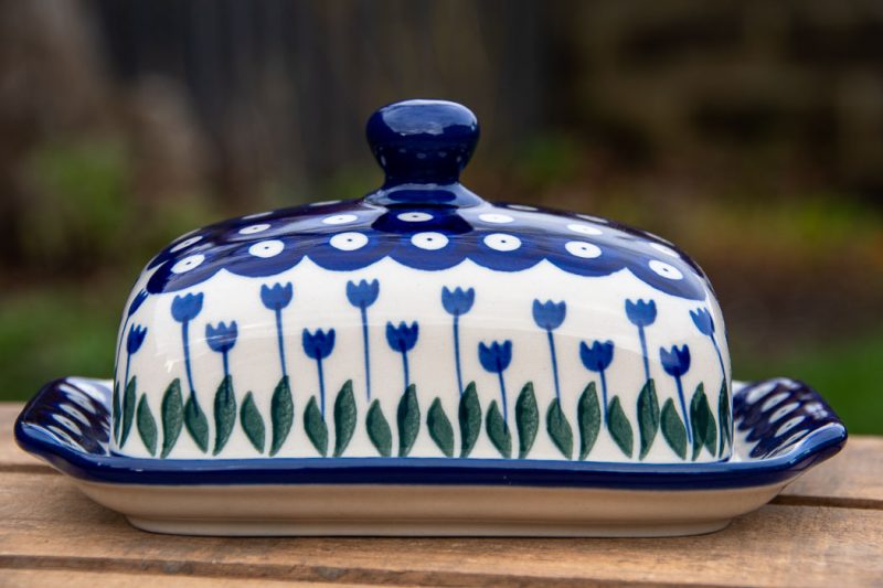 Bolesławiec Pottery Butter Dish Tulip Spot pattern by Ceramika Artystyczna