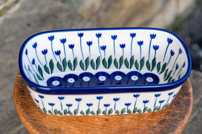Polish Pottery Tulip Spot Small Loaf Tin by Ceramika Artystyczna