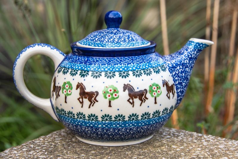 Polish Pottery Teapot in Horse pattern by Ceramika Artystyczna