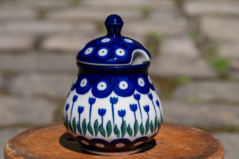Polish Pottery Tulip Spot Sugar Bowl by Ceramika Artystyczna