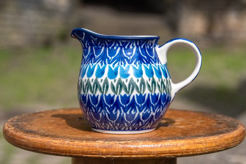 Polish Pottery Blue Tulip Small Milk Jug by Ceramika Artystyczna