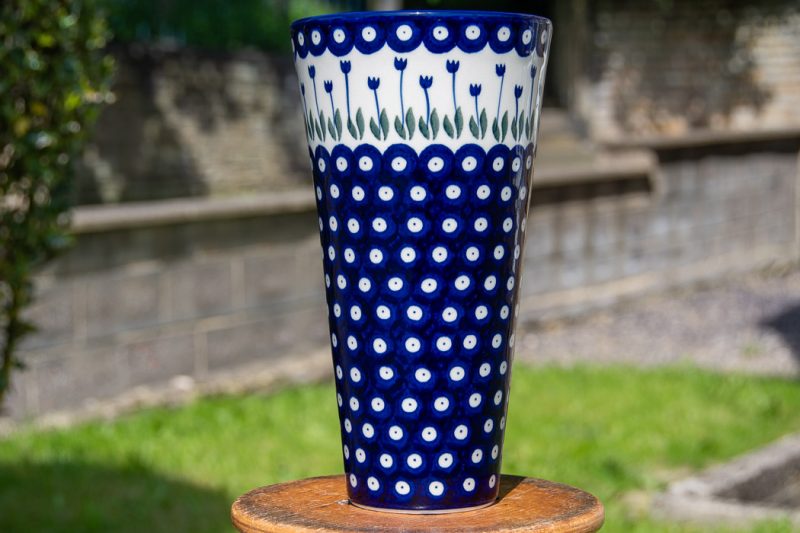Polish Pottery Tulip Spot pattern Tall Vase by Ceramika Artystyczna