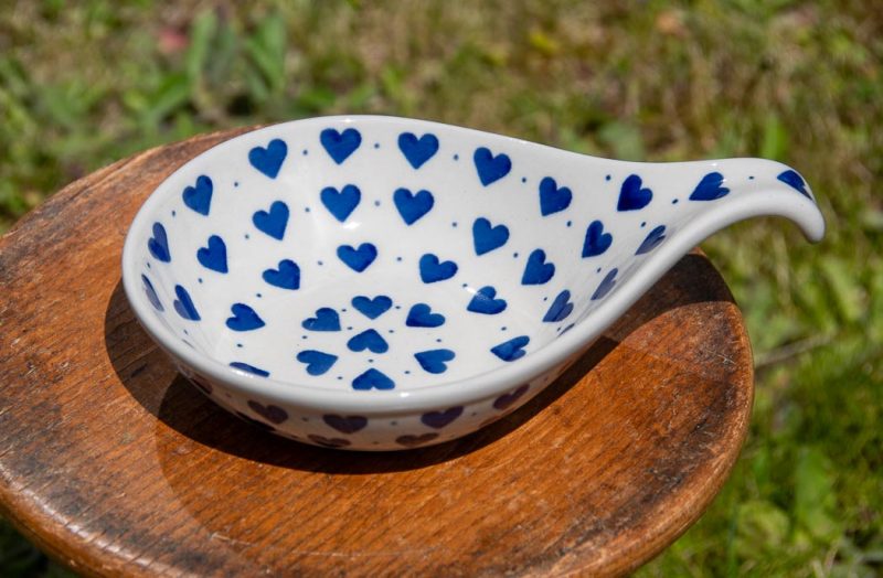 Polish Blue Hearts pattern Nibble Dish by Ceramika Artystyczna.