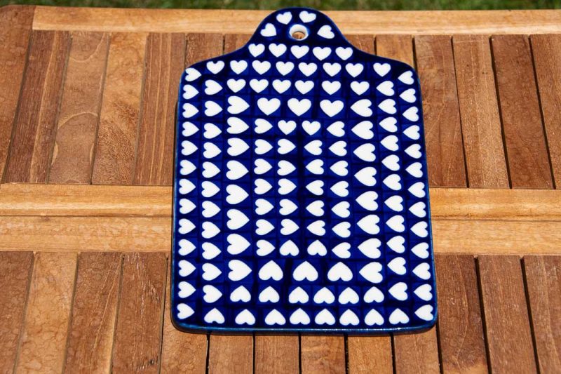 Polish Pottery Cutting Board Hearts pattern by Ceramika Artystyczna